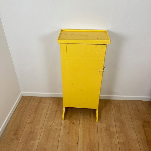 Vintage small workshop cabinet, pale yellow