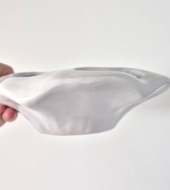 White Ceramic Lotus Flower Vase With Multiple Openings (photo 4 of 6)