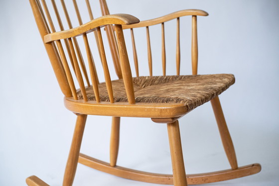 Image 1 of Vintage rocking chair - rattan & wood in Mid - Century look