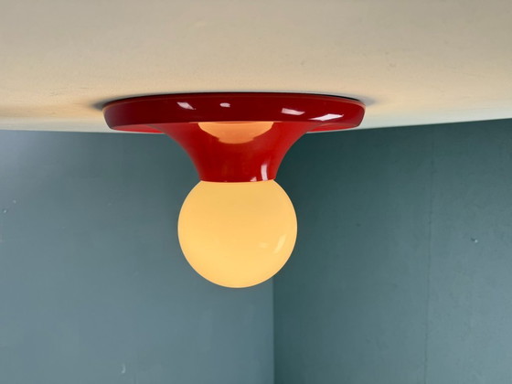 Image 1 of Lampada da parete o soffitto "Light Ball" in metallo rosso Castiglioni per Flos, Italia anni '70