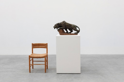 Grande statue en terre cuite patinée d'un lion, signée Richard Aurili (1834–1914), Italie