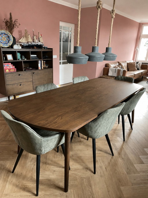 Novità | Smaqq Interiors, Oh My! Tavolo da pranzo in legno di rovere 240x100 cm - Marrone scuro – eettafels, Wood