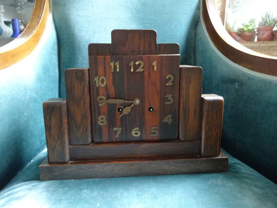 Orologio trapezoidale Art Deco Wurttenberg JungHans, Wurttemberg Junghans, Legno, Ottone, Marrone (foto 10 di 12)