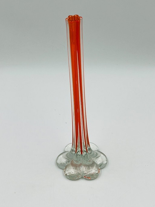 Vintage Murano-style blown orange glass soliflore