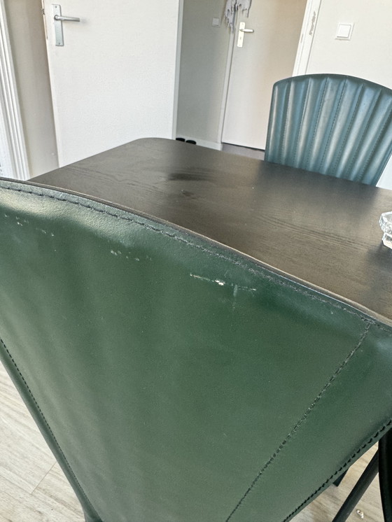 Image 1 of 4x Leren Eettafel Stoelen Van Italiaans Design