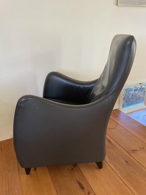 Sillón de cuero Wittmann Senta, marrón oscuro