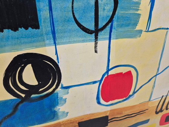 Image 1 of Ange Falchi (1913-1989), grote gouache, abstracte compositie, 1960/70