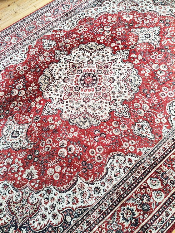 Image 1 of Groot vintage tapijt van puur wol met Perzisch dessin, 240x340 cm, gemaakt in Frankrijk.