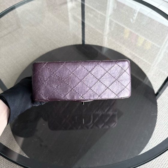 Image 1 of Chanel 2.55 Reissue Mini - 20 cm in pelle di vitello trapuntata viola con finiture argentate Serie 16