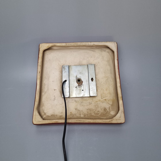 Image 1 of Vintage Square Red Wall Lamp - Wall Light Made of Ceramic with Red Glaze, Germany, 1970s, Hustadt Leuchten
