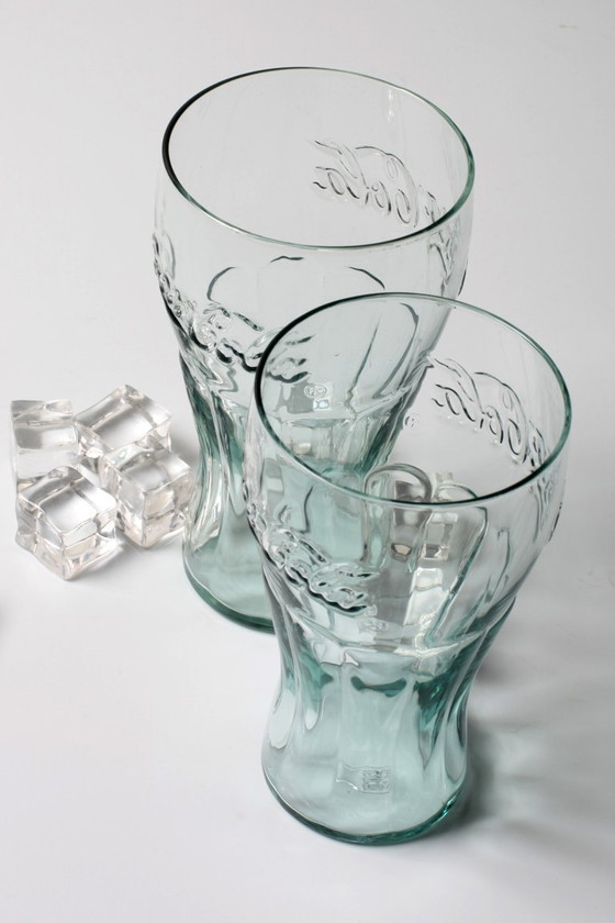 Image 1 of Set van 2 vintage Georgia Green Coca-Cola glazen / Klassieke Coca-Cola glazen / jaren 2000
