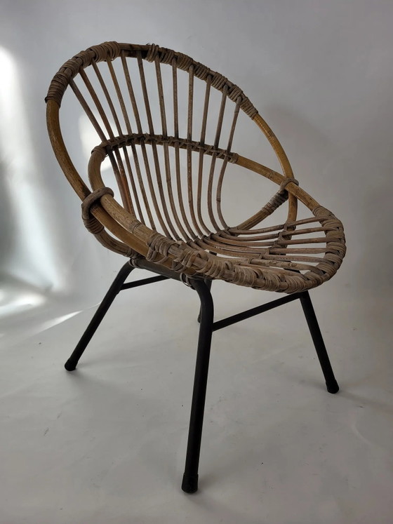 Sillón infantil de ratán y metal años 60 – Armarios de almacenamiento, Wicker, Vintage (photo 7 of 8)