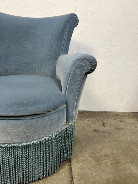 Image 1 of Poltrona da cocktail vintage, Francia anni '60, velluto blu