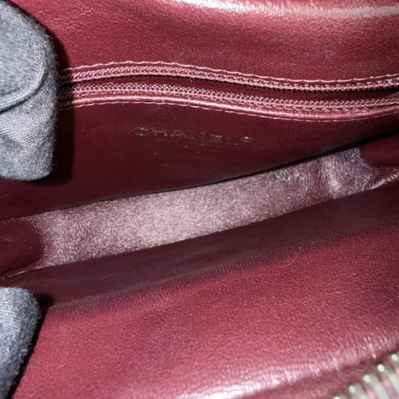 Image 1 of Chanel Flap - 22CM Chevron Calfskin Burgundy Gold Hardware Series 22