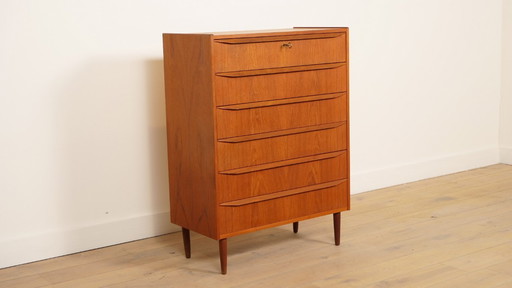 Commode danoise vintage | Teck | 6 tiroirs | 108 cm