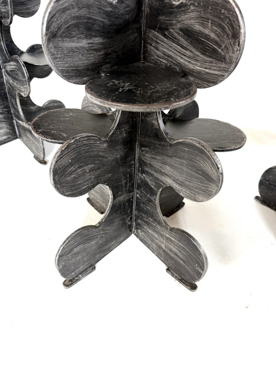Image 1 of 6 sgabelli da bar scultorei in ghisa anni '80