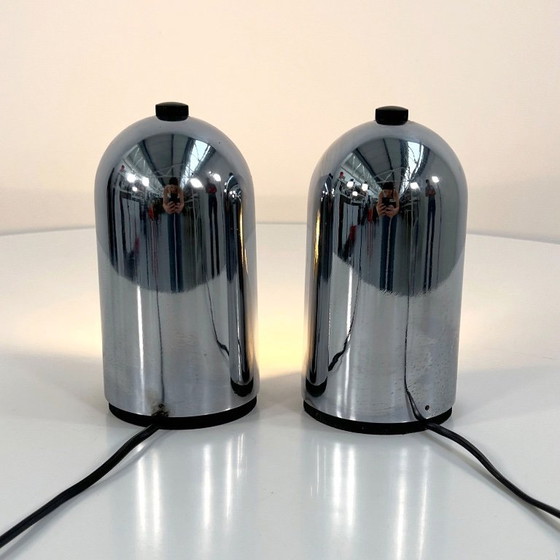 Pair of Chromed Table Lamps from ABM, 1960s – Metal, Plastic (photo 4 of 7)