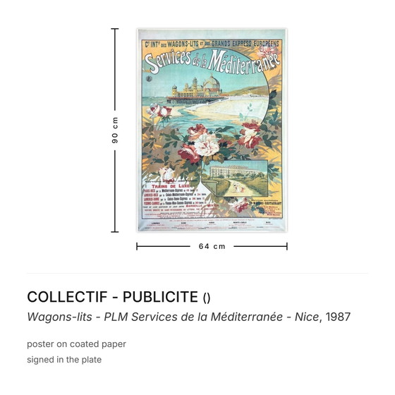 Image 1 of KOLLEKTIVE - WERBUNG Schlafwagen - PLM Mediterranean Services - Postamt Nizza