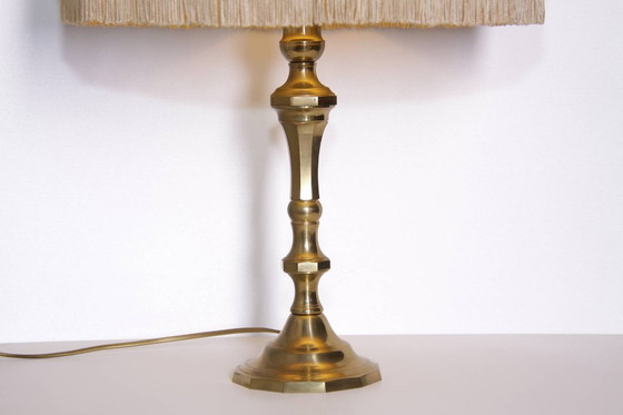Image 1 of Lampada da tavolo in ottone massiccio con frange 72cm vintage anni '80