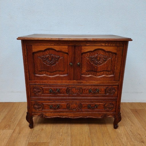 Commode vintage de style Queen Anne, meuble bar, meuble hi-fi, commode