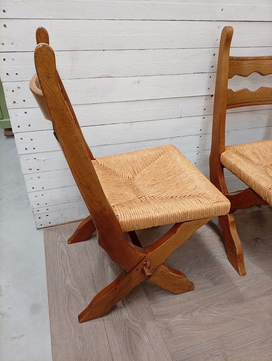 Image 1 of Sedie vintage in rovere con seduta in vimini