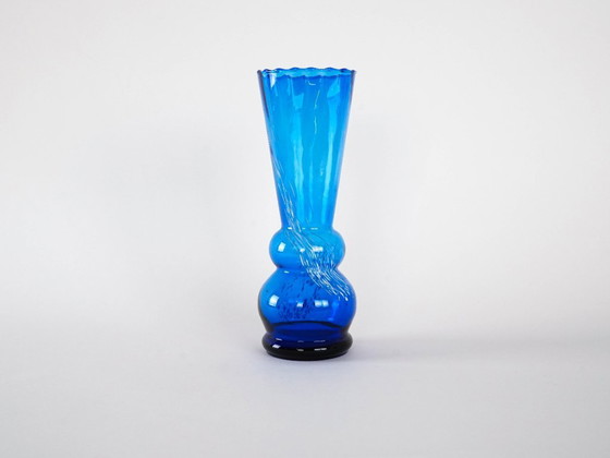 Image 1 of Blue glass vase, Danish design, 1960s, made in Denmark