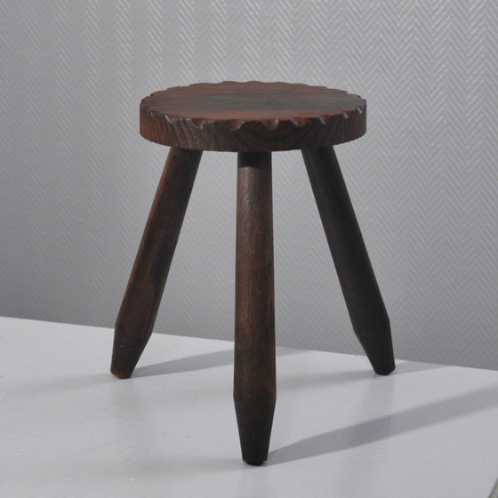 Image 1 of Vintage tripod milking stool popular Brutalist design France 1950s