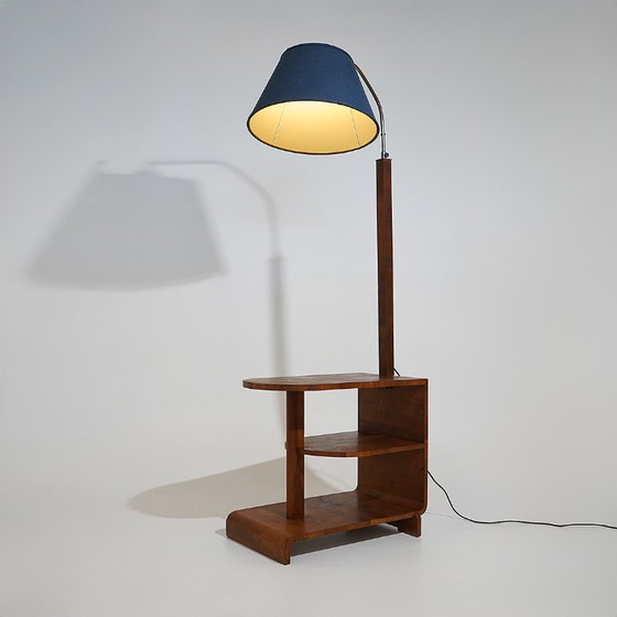 Image 1 of Stehlampe mit Maserholztisch, 1930er Jahre
