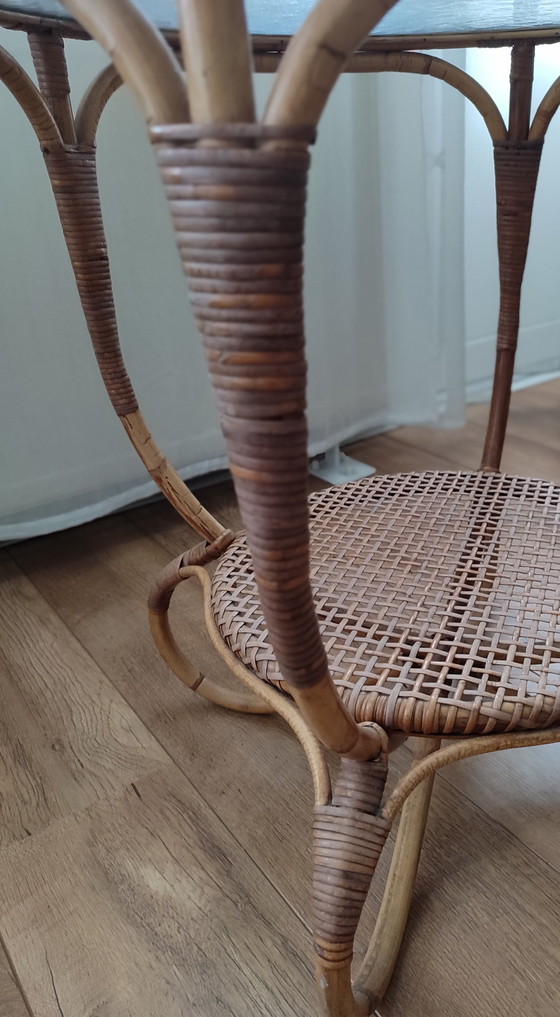 Image 1 of Rattan Table Table Rohe Noordwolde clouded glass