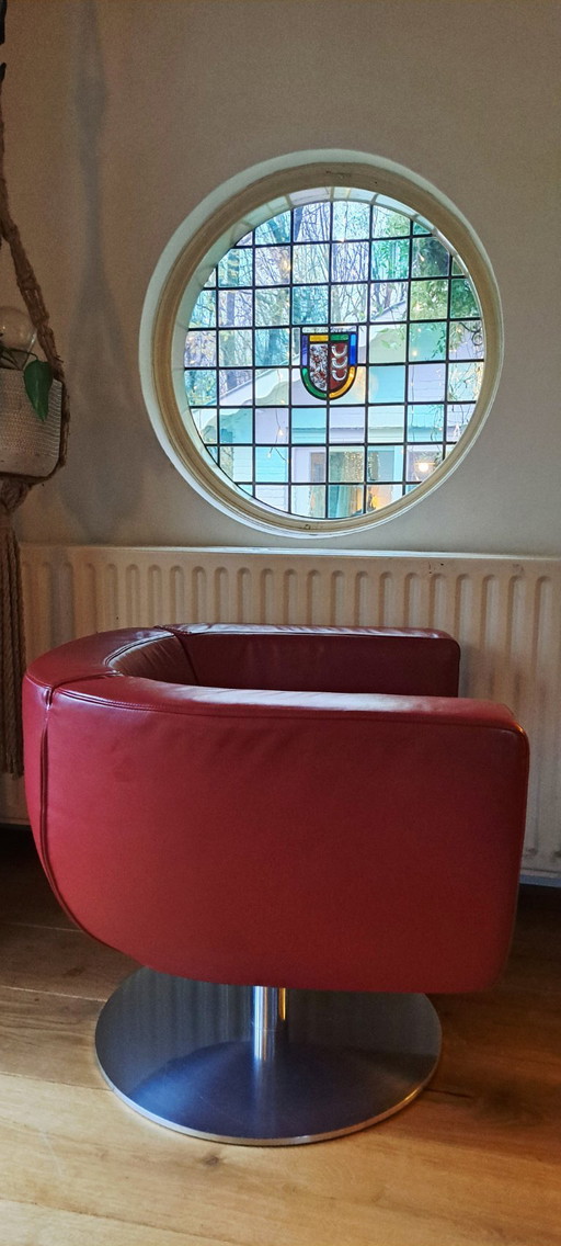 Koinor Design Drehsessel, Perlmuttleder, bordeauxrot (2 Stück)