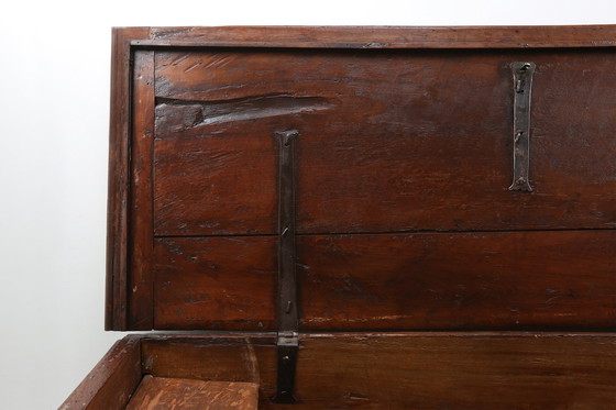 Image 1 of Large 18th Century Carved Oak Chest Linen Trunk, France