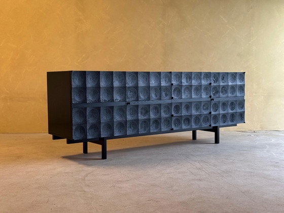 Image 1 of Brutalistisch dressoir in zwart gebeitst eiken van J. Batenburg voor MI België