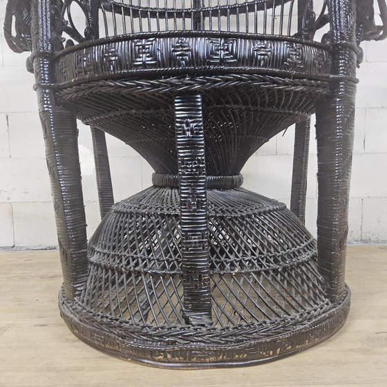 Image 1 of Chaise Paon Vintage en Rotin Emmanuelle / Chaise Paon (H147)