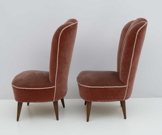 Image 1 of Fauteuil inclinable en velours italien Nello Pini Mid-Century Modern de Novarredo, 50