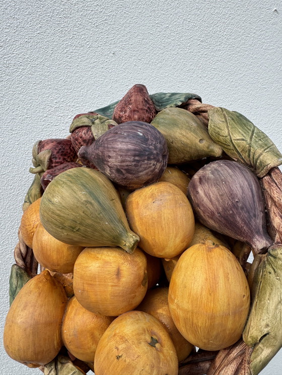 Image 1 of Corbeille fruits trompe l’œil Portugal années 70