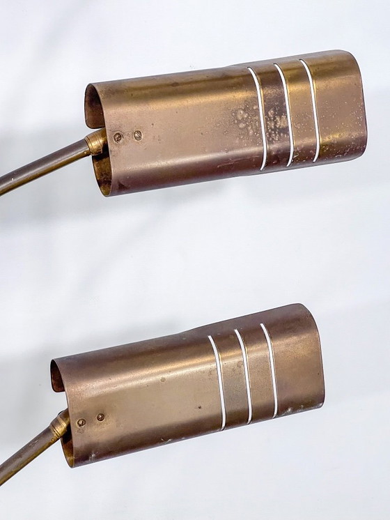 Image 1 of Goffredo Reggiani attribué. Lampadaire en laiton et travertin. Italie, années 1960