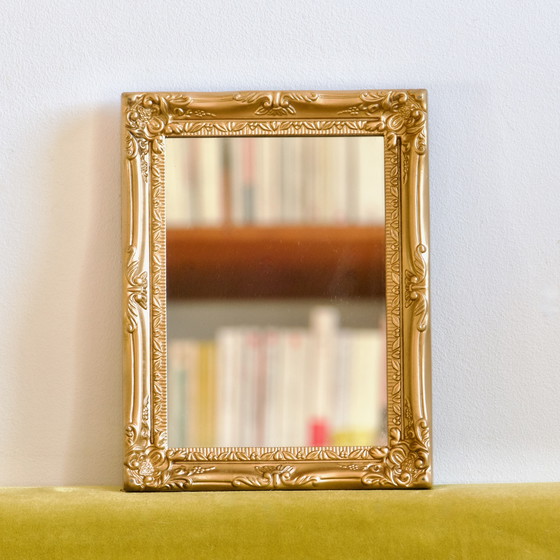 Image 1 of Adorable Golden Rectangular Mirror With Mouldings