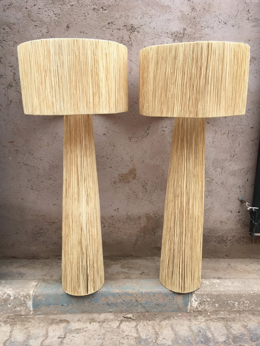 DUO LAMPE XXL EN RAPHIA