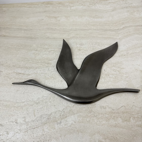 Image 1 of Mid Century Design tinnen wandvogel, 1970