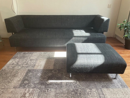 Canapé 3 places 220 cm avec pouf assorti anthracite Sur&Plus