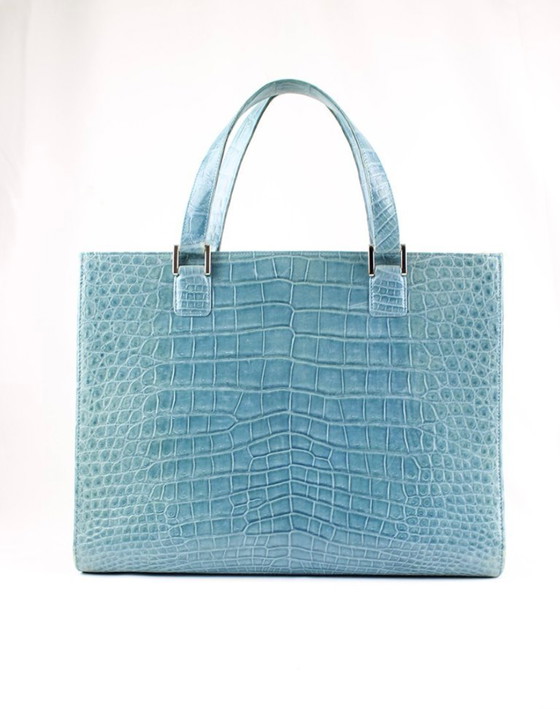 Image 1 of Brioni Tote Bag Blue Crocodile