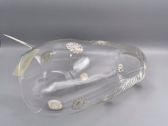 Image 1 of 30cm-high glass vase with 925 silver sunflowers