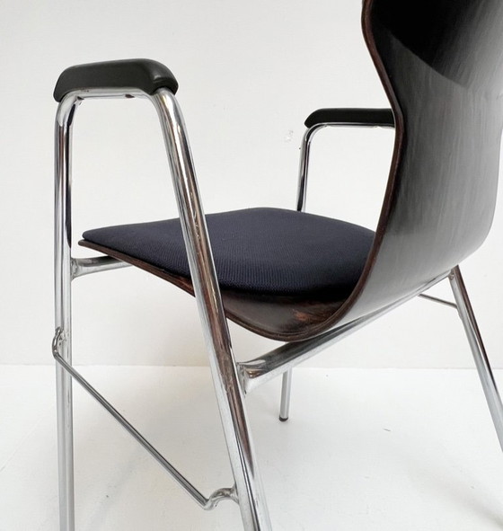 Image 1 of Satz von 6 gepolsterten Eromes Pagholz-Stühlen, 1960er Jahre