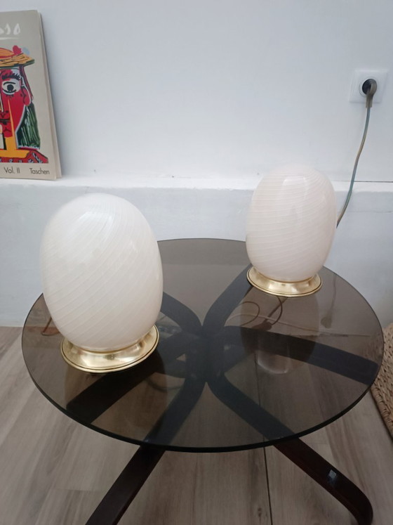 Image 1 of Pair of Murano glass egg lamps, 1970s