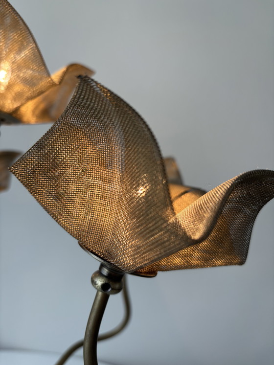 Image 1 of Lampe à fleurs de style Maison Jansen des années 1980 par Van De Heg - Hollywood Regency