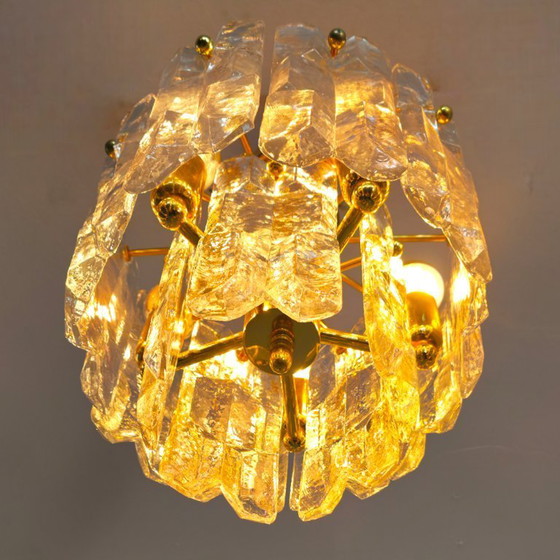 Image 1 of Kalmar Franken Palazzo Deckenleuchte aus Eisglas, 70er Jahre, Mid-Century