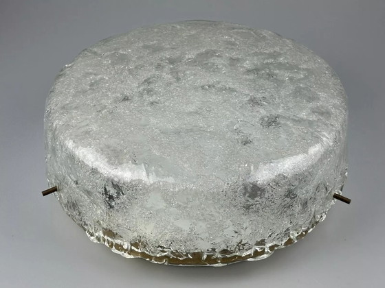 Image 1 of Lampada da soffitto anni '60 e '70 Plafoniera a filo in vetro ghiacciato Hillebrand Germania