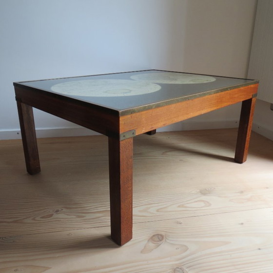 Image 1 of 1970er Maison Jansen Campaign Style Couchtisch Weltkarte