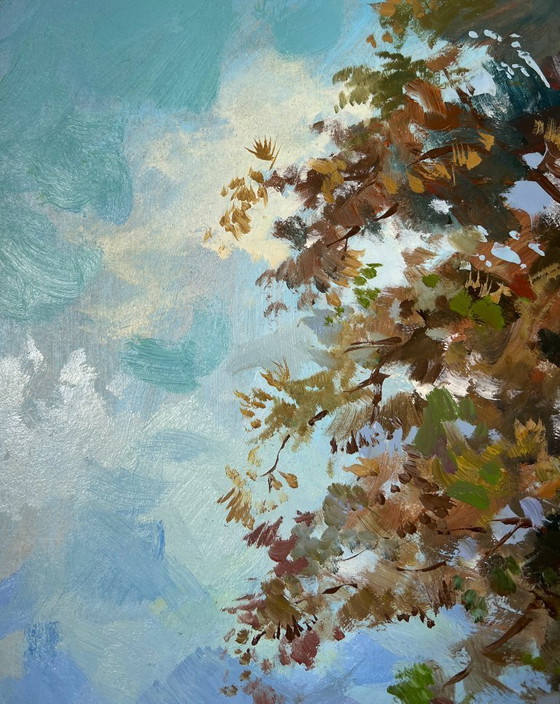 Image 1 of Peinture à l'huile originale Paysage côtier d'été Là où vit le conte de fées
