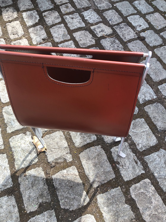 Image 1 of Porte-revues pliant en cuir vintage - periode 1970